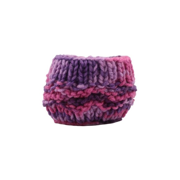 Handmade Hand Knit Waves Purple and Pink Acrylic Mug Cozy - Picture 2 of 3